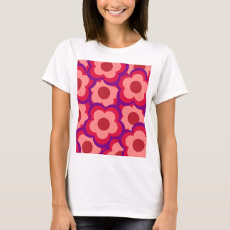 Bold Colour Retro Hippie Flower Pattern T-Shirt