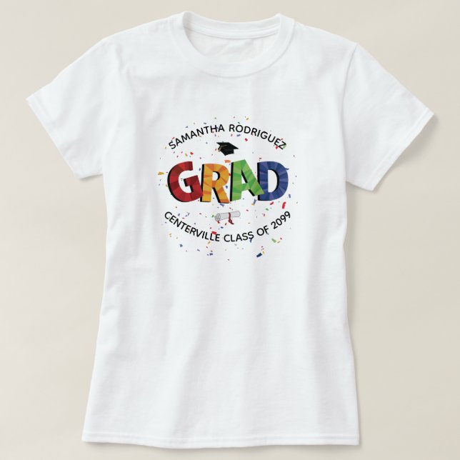 Bold Coloured Pattern Grad T-Shirt (Design Front)