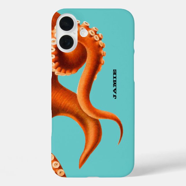 Bold Colourful Aqua and Orange Octopus  Case-Mate iPhone Case (Back)