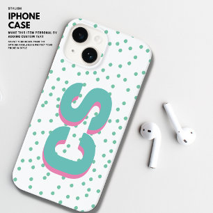 Bold Colourful Big Initials Shadow Text Spot Green Case-Mate iPhone 14 Case