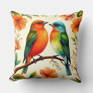 Bold Colourful Bird Artwork – Statement Nature Cushion