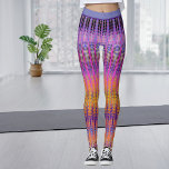 Bold colourful bohemian purple orange pattern leggings<br><div class="desc">Fashion forward bohemian hippy vibe.   Whether you're headed to work,  school,  hitting the gym,  or exploring the city,  these bold yoga pants ensure you will do it style.</div>