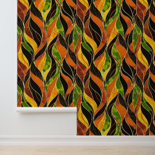 Bold Colourful Botanical Leaf Pattern Wallpaper