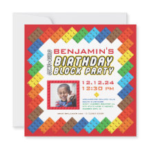 Bold Colourful Bricks Building Blocks Birthday