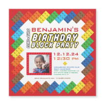 Bold Colourful Bricks Building Blocks Birthday