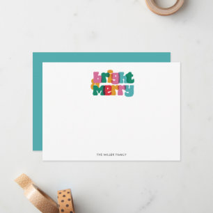 Bold Colourful Bright Merry Monogram Note Card