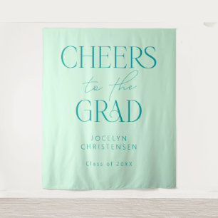 Bold Colourful Cheers to the Grad Photo Backdrop Tapestry