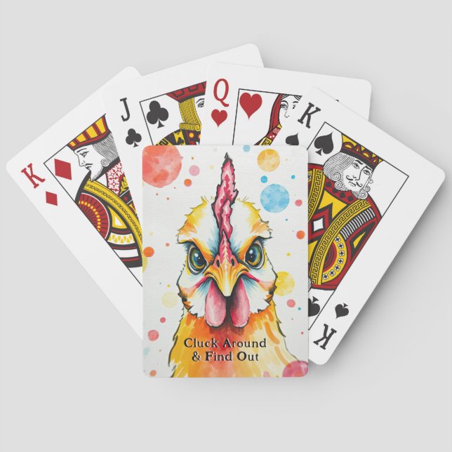 Bold & Colourful Chicken Art Whimsical Farm Funny Playing Cards (Back)