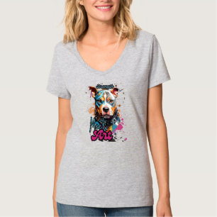 Bold Colourful Dog Graphic Portrait T-Shirt