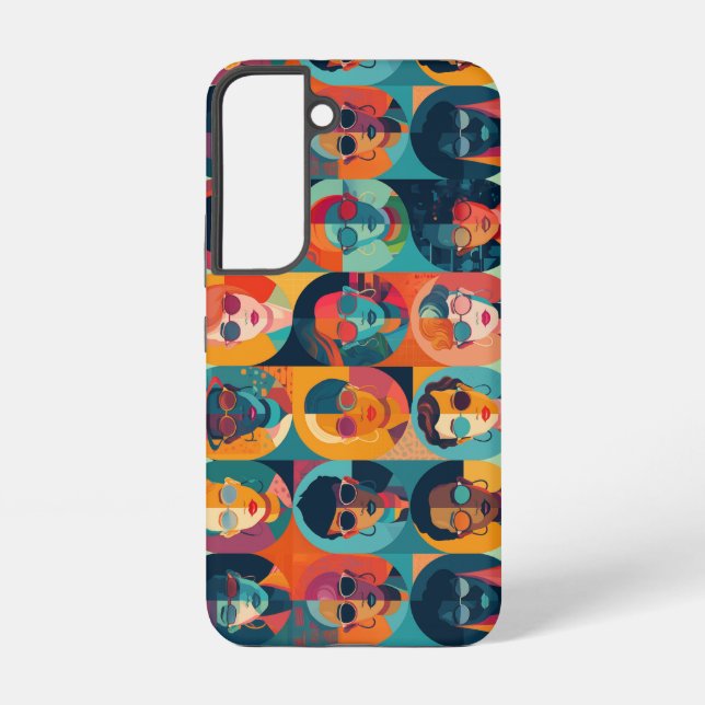 Bold, colourful faces celebrating individuality samsung galaxy s22 case (Back)
