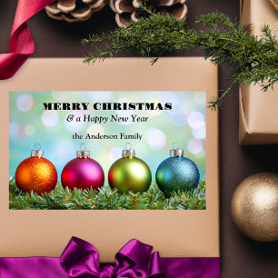 Bold Colourful Festive Christmas Baubles Rectangular Sticker