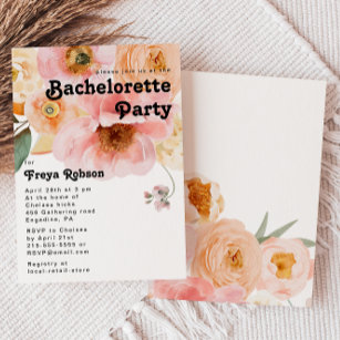 Bold Colourful Floral   Bachelorette Party Invitation