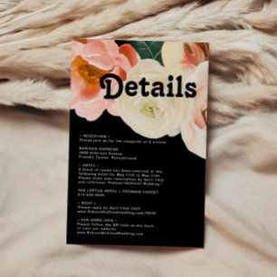 Bold Colourful Floral   Black Details QR Code Enclosure Card
