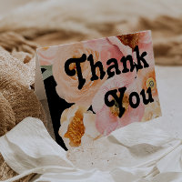 Bold Colourful Floral | Black Folded Thank You Car