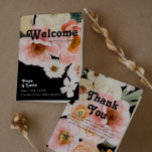 Bold Colourful Floral | Black Folded Wedding Programme<br><div class="desc">This bold colourful floral | black folded wedding program will go wonderfully with your bright modern botanical wedding. The large watercolor blush pink, burnt orange, dusty rose flowers, and glimpses of peaches or apricot within the greenery give this design a vibrant, elegant boho garden feel. The unique design has a...</div>