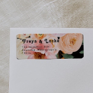 Bold Colourful Floral Black Return Address Label