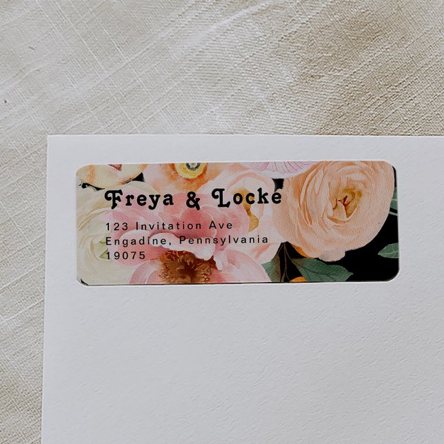 Bold Colourful Floral | Black Return Address Label (Creator Uploaded)