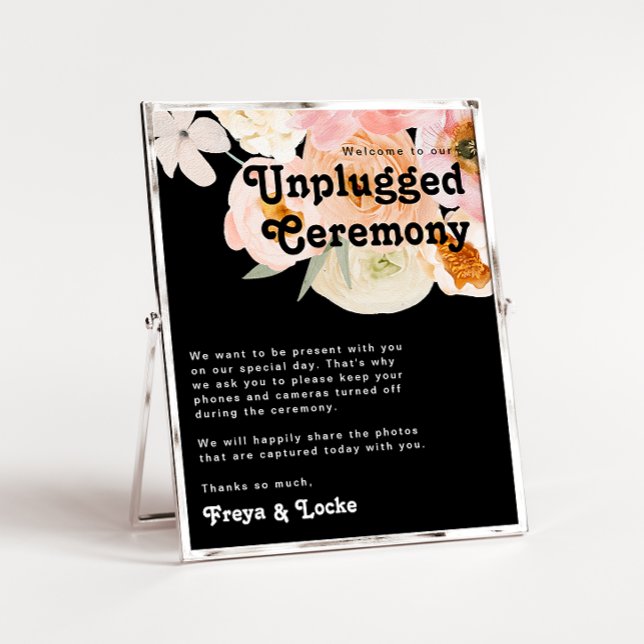Bold Colourful Floral | Black Unplugged Ceremony Poster (Creator Uploaded)