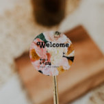 Bold Colourful Floral | Black Wedding Welcome Classic Round Sticker<br><div class="desc">This bold colourful floral | black wedding welcome classic round sticker will go wonderfully with your bright modern botanical wedding. The large watercolor blush pink, burnt orange, dusty rose flowers, and glimpses of peaches or apricot within the greenery give this design a vibrant, elegant boho garden feel. The unique design...</div>