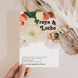 Bold Colourful Floral   Casual Wedding Invitation