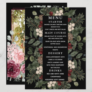 Bold Colourful Floral couple photo wedding Menu