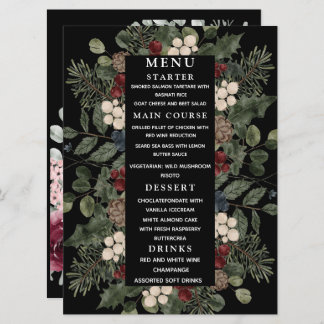 Bold Colourful Floral couple photo wedding Menu