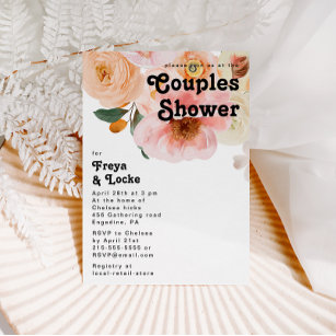 Bold Colourful Floral   Couples Shower Invitation