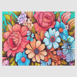 Bold Colourful Floral Decoupage Tissue Paper