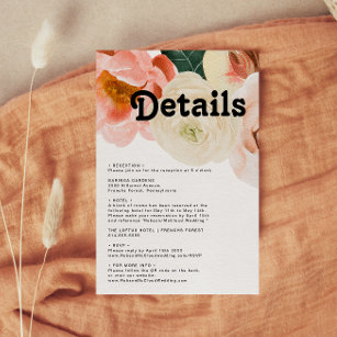 Bold Colourful Floral   Details QR Code Enclosure Card