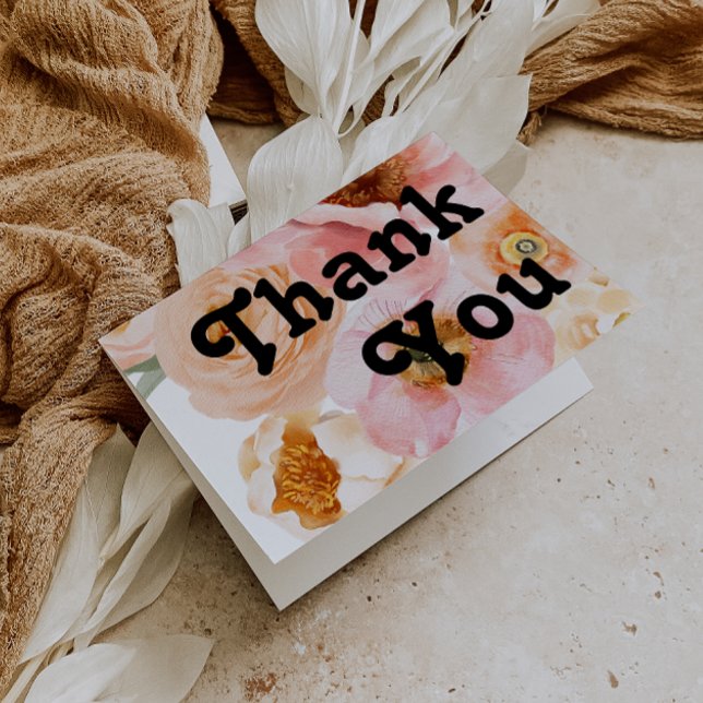 Bold Colourful Floral | Folded Thank You Card (Creator Uploaded)