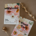 Bold Colourful Floral | Folded Wedding Program Programme<br><div class="desc">This bold colourful floral | folded wedding program will go wonderfully with your bright modern botanical wedding. The large watercolor blush pink, burnt orange, dusty rose flowers, and glimpses of peaches or apricot within the greenery give this design a vibrant, elegant boho garden feel. The unique design has a romantic...</div>