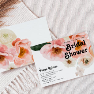 Bold Colourful Floral   Horizontal Bridal Shower Invitation