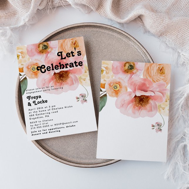 Bold Colourful Floral | Let's Celebrate Invitation