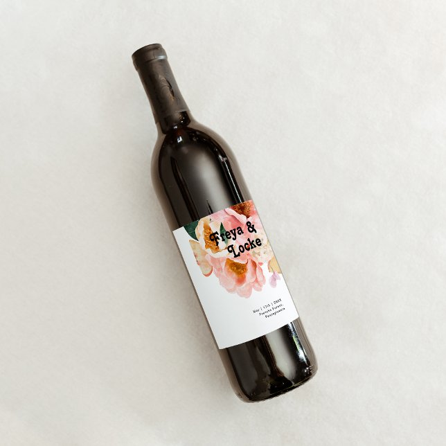 Bold Colourful Floral | Maid Of Honour Proposal Wine Label (Creator Uploaded)