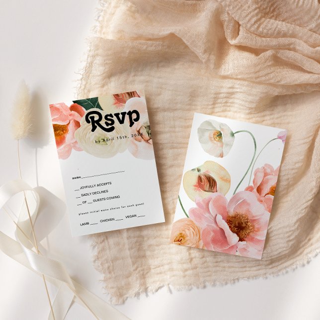 Bold Colourful Floral | Menu Choice RSVP Card (Creator Uploaded)