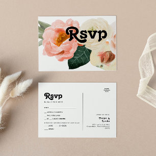 Bold Colourful Floral   Menu Choice RSVP Postcard