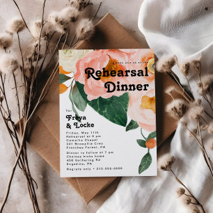 Bold Colourful Floral Rehearsal Dinner Invitation