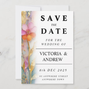 Bold Colourful Floral Save The Date Card