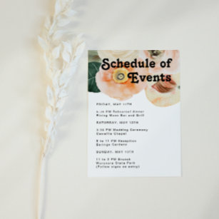Bold Colourful Floral   Schedule of Events Enclosure Card