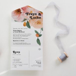 Bold Colourful Floral   Seal and Send All In One All In One Invitation