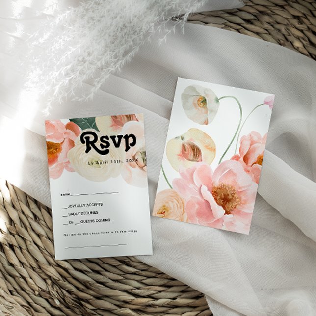 Bold Colourful Floral | Song Request RSVP Card (Creator Uploaded)