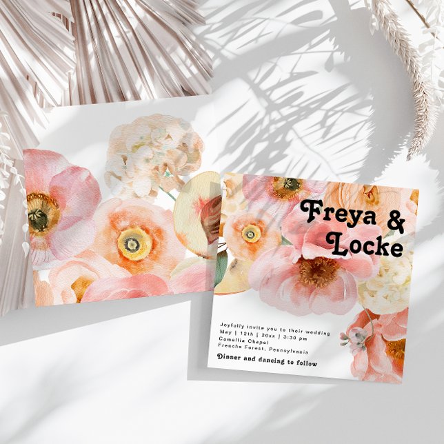 Bold Colourful Floral | Square Wedding Invitation (Creator Uploaded)