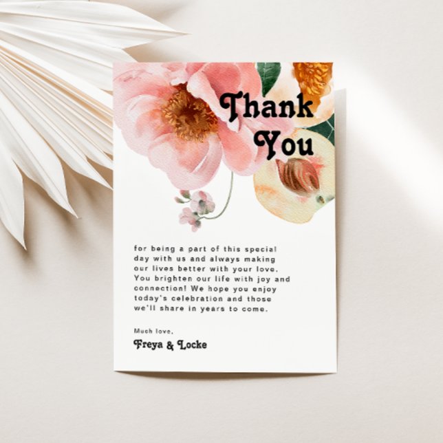 Bold Colourful Floral | Table Thank You Card (Creator Uploaded)