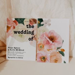 Bold Colourful Floral   The Wedding Of Invitation