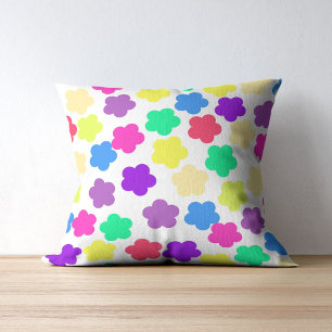 Bold Colourful Floral Tropical Whimsical Summer Cushion