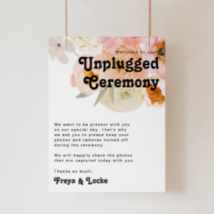 Bold Colourful Floral   Unplugged Ceremony Poster