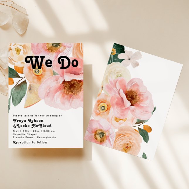 Bold Colourful Floral | We Do Wedding Invitation (Creator Uploaded)