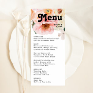 Bold Colourful Floral Wedding Dinner Menu