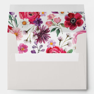 Bold Colourful Floral Wedding Envelope