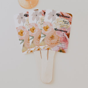Bold Colourful Floral   Wedding Program Hand Fan